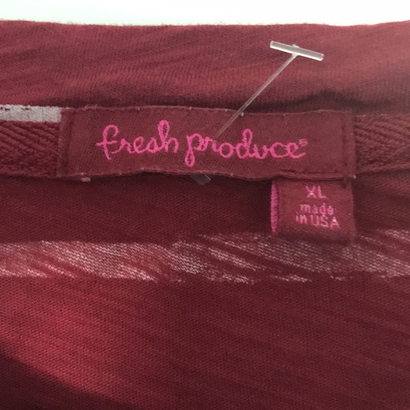 Fresh Produce XL long sleeve t-shirt red pink striped #22032 - Picture 2 of 5